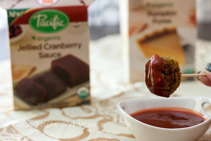 Pumpkin Meatless Meatballs with a Cranberry Sauce