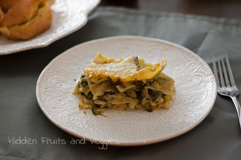 Broccoli and Spinach White Lasagna